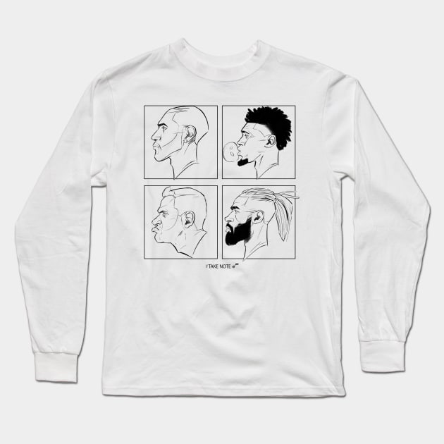 Take Note - Jazz Quad BW Long Sleeve T-Shirt by CowhideComics